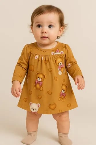 Vestido Infantil Menina Manga Longa Ursinhos Kyly 1000730 — foto 1