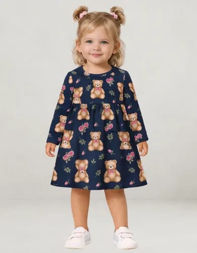 Vestido Infantil Menina Manga Longa Ursinhos Kyly 1000730 — foto 2