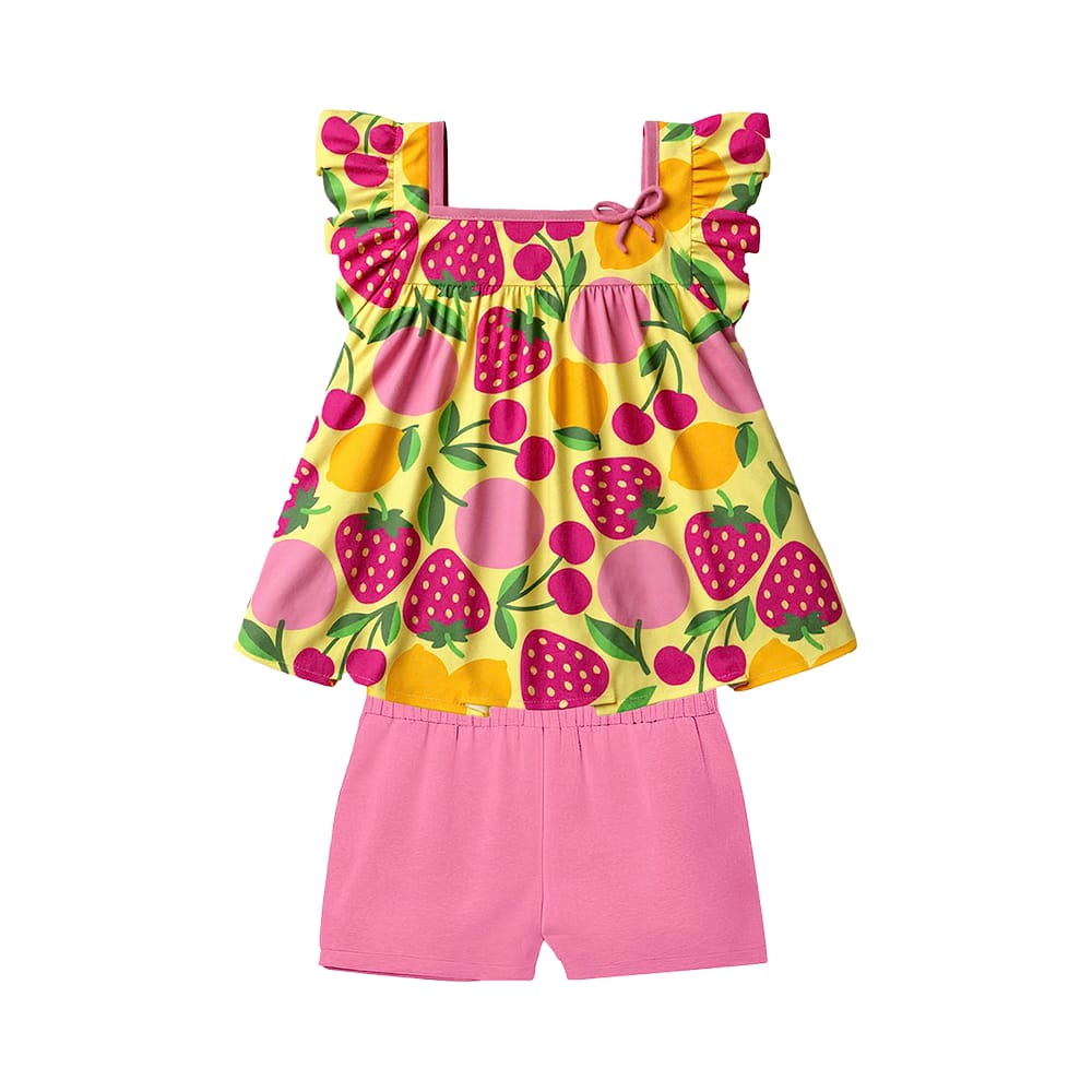 Conjunto Bebê Menina Bata Frutinhas + Short Kyly 1001788 — foto 2