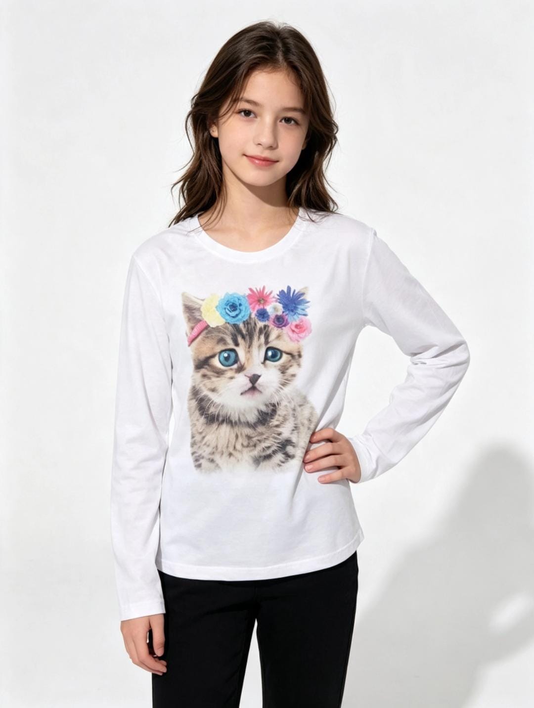 Blusa Juvenil Manga Longa Sublimada Rose 35036 — foto 1